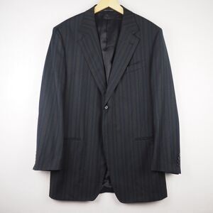 Canali Proposta Mens 44 L Black Brown Stripe Worsted Wool Sport Coat Blazer Suit